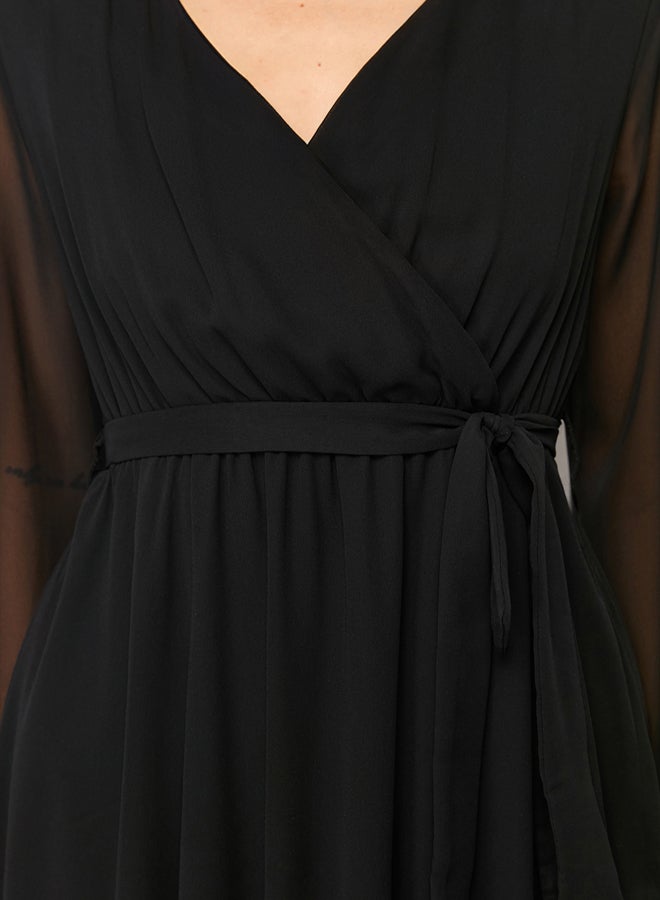 trendyol Black Belted Double Breasted Woven Dress TWOAW20EL0789 - Image 5
