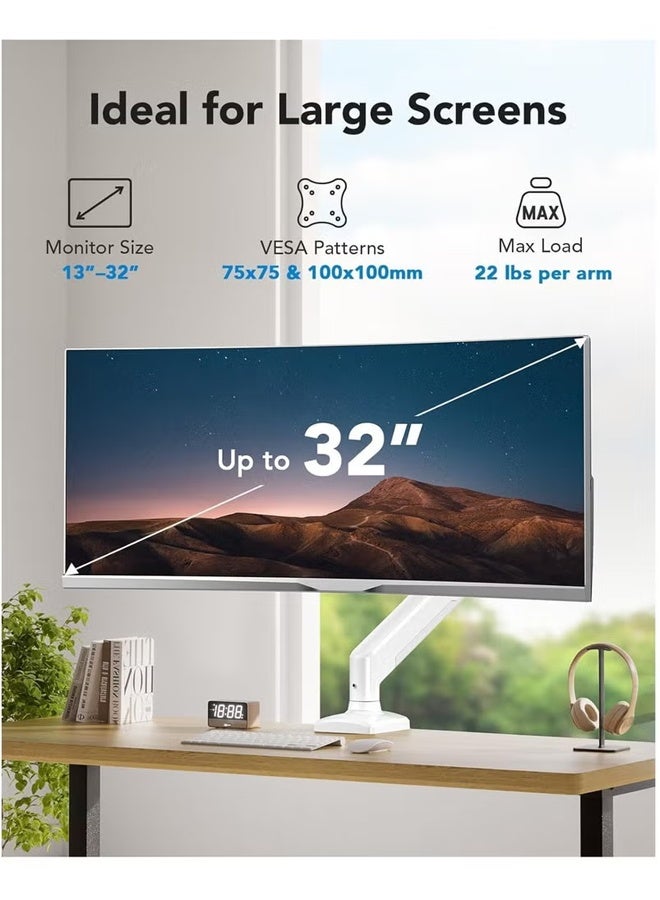 Monitor Desk Mount Single Arm Stand, Full Motion Monitor Arm (Holds up to 2-9kG) with Gas Spring for 13 to 32 Inch LCD LED Computer Monitor - Image 3