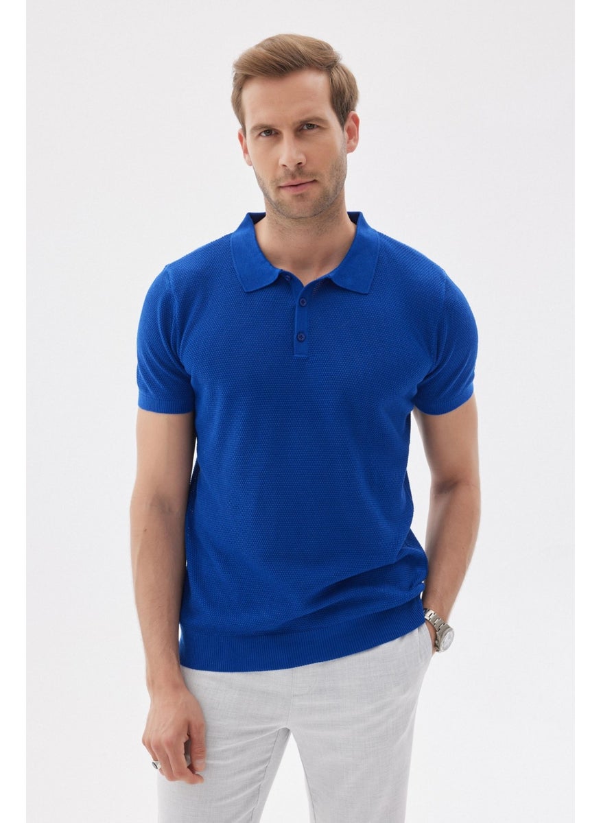 Odelon Men's Polo Neck Jacquard Knitwear T-Shirt Saks  - Image 1