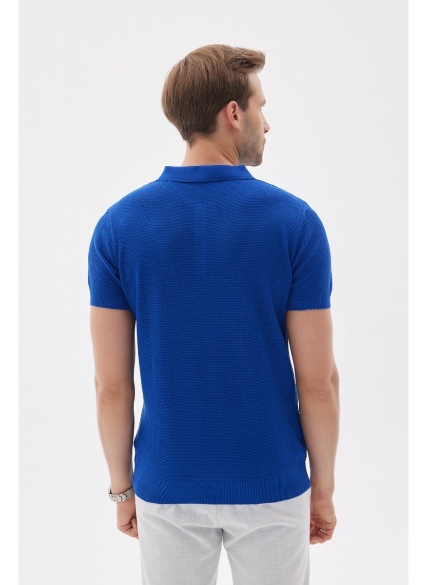 Odelon Men's Polo Neck Jacquard Knitwear T-Shirt Saks  - Image 3