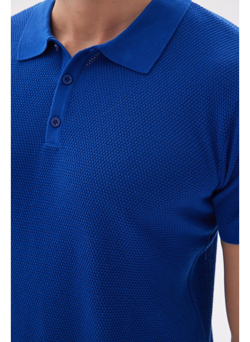 Odelon Men's Polo Neck Jacquard Knitwear T-Shirt Saks  - Image 5