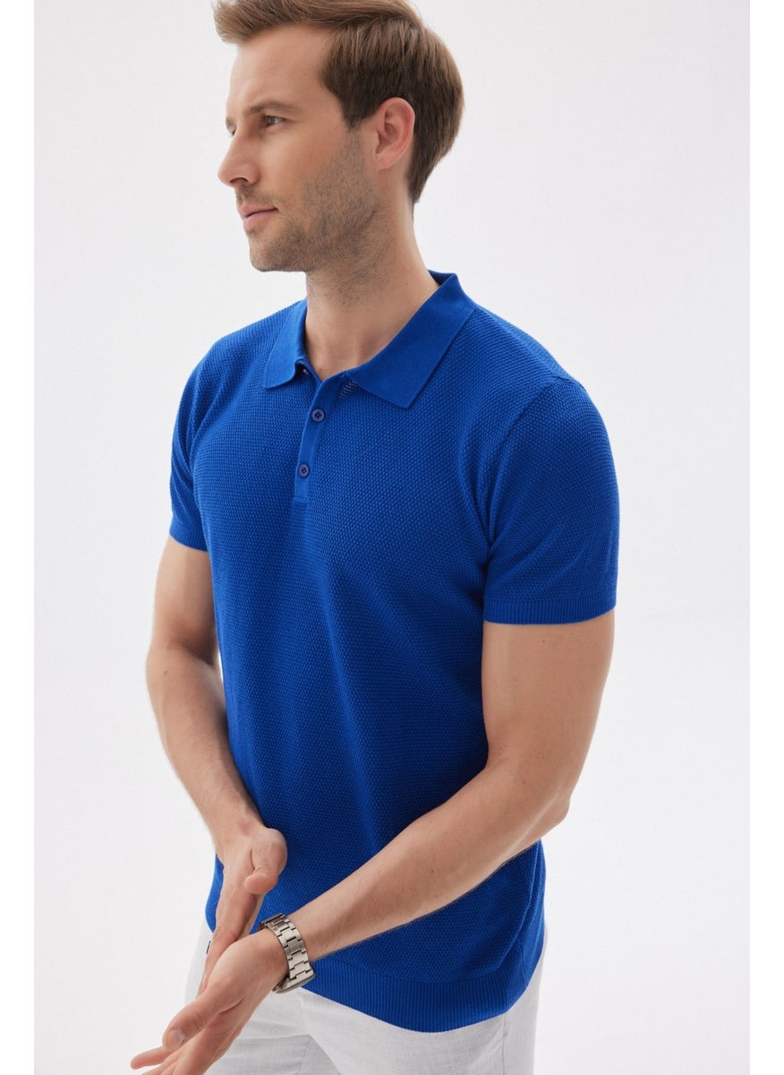 Odelon Men's Polo Neck Jacquard Knitwear T-Shirt Saks  - Image 2