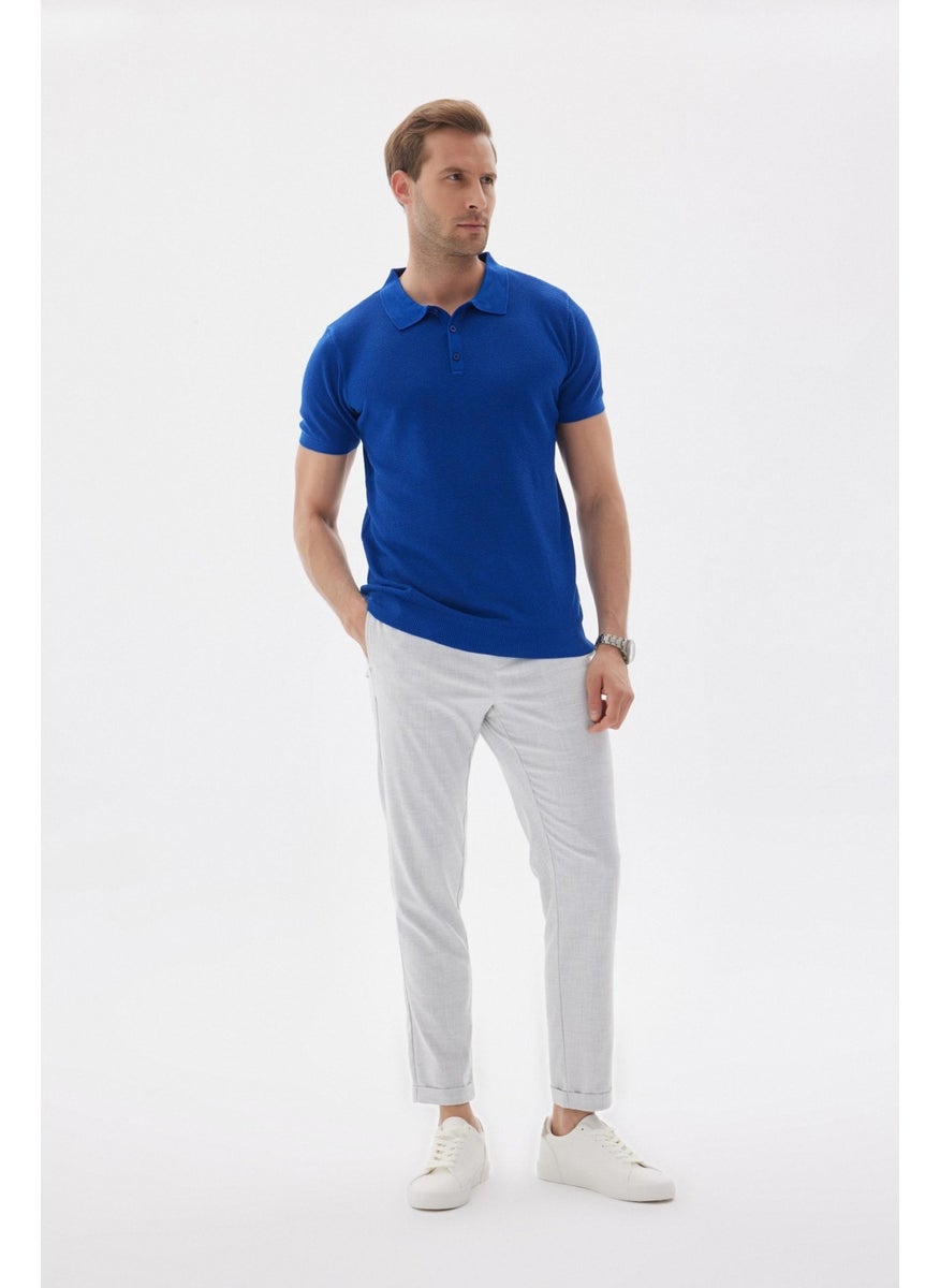 Odelon Men's Polo Neck Jacquard Knitwear T-Shirt Saks  - Image 4