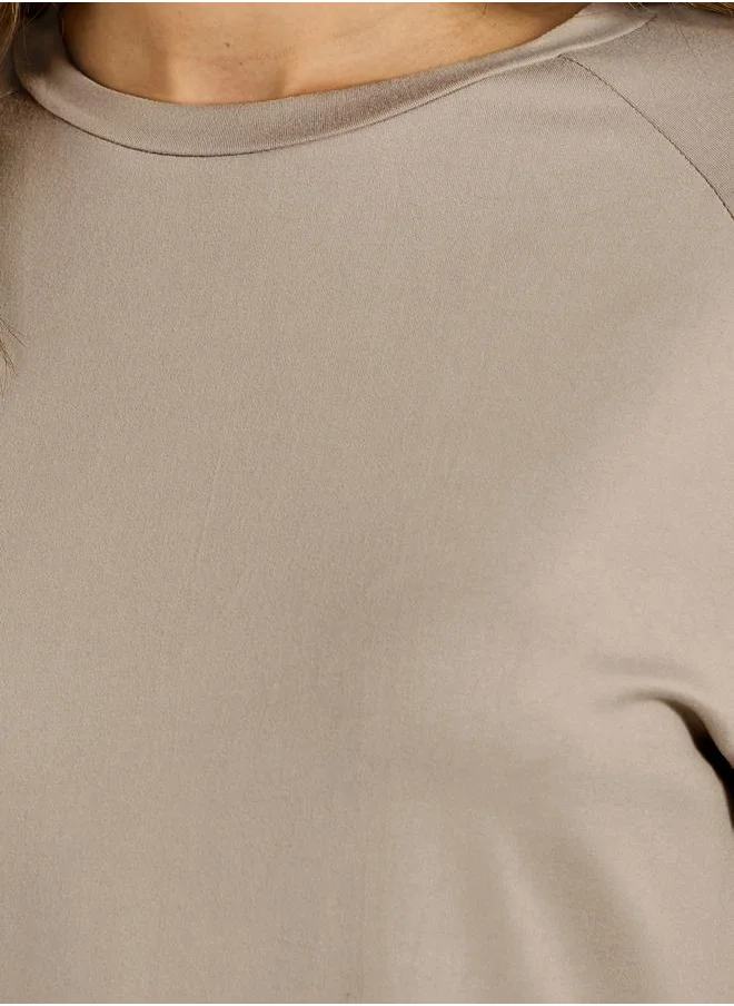 Styli Reflective Dots & Back Mesh Detail Curved Hem Top