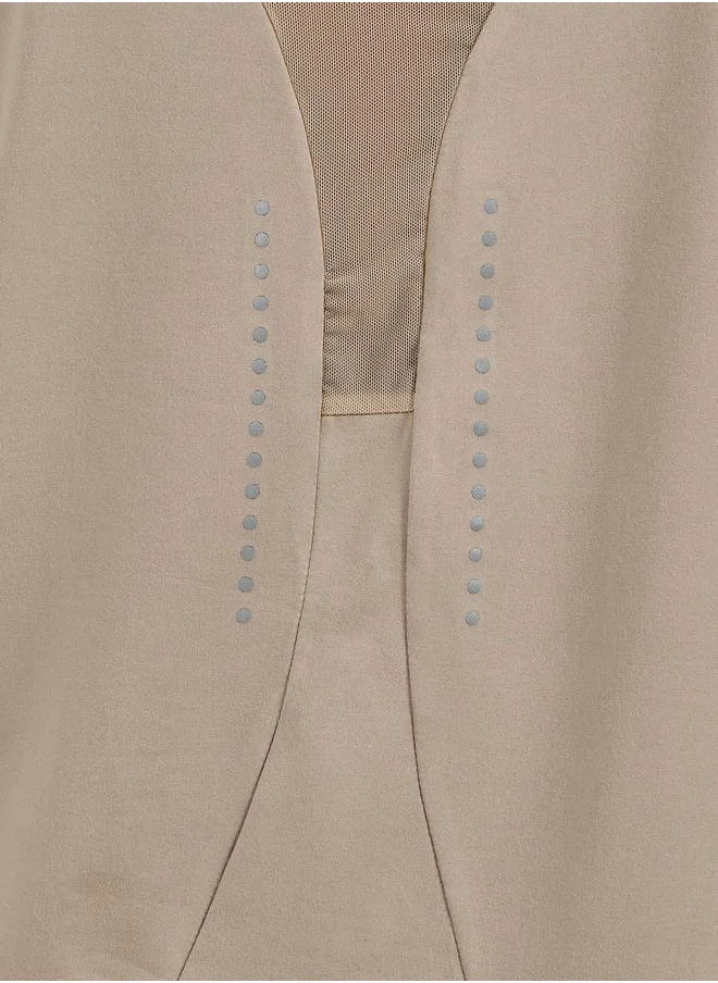 Styli Reflective Dots & Back Mesh Detail Curved Hem Top