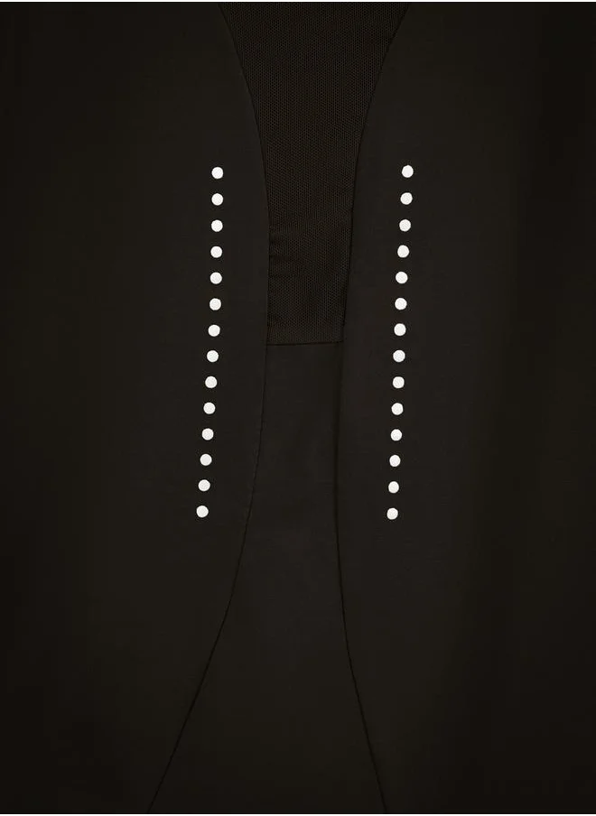 Styli Reflective Dots & Back Mesh Detail Curved Hem Top