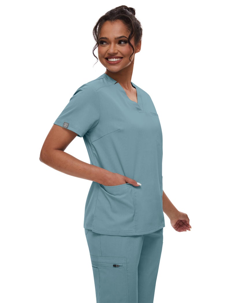 niaahinn Scrub for Women Scrubs Top with Classic V-Neck & Yoga Jogger Pants Medical Nursing Uniform Scrub Set (Light Blue, L) - Image 2