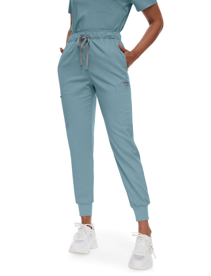 niaahinn Scrub for Women Scrubs Top with Classic V-Neck & Yoga Jogger Pants Medical Nursing Uniform Scrub Set (Light Blue, L) - Image 3