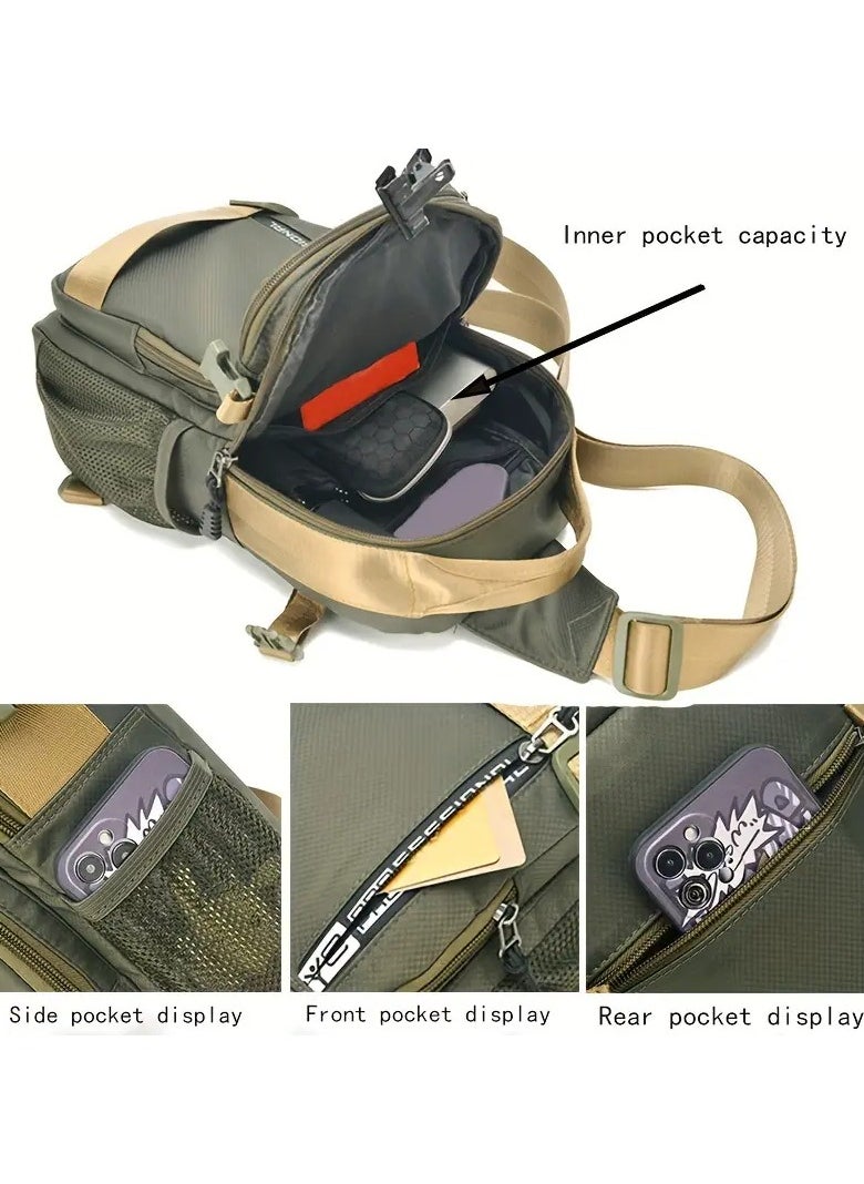 Scala Men's Large Capacity Crossbody Bag, Multi-Functional Crossbody Bag, Small Handbag, Travel Sports Bag 32 * 17 cm Black  - Image 4