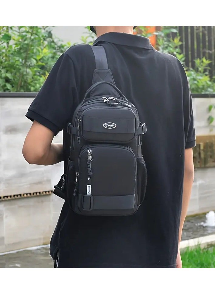 Scala Men's Large Capacity Crossbody Bag, Multi-Functional Crossbody Bag, Small Handbag, Travel Sports Bag 32 * 17 cm Black  - Image 5