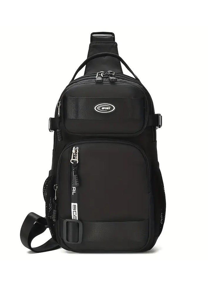 Scala Men's Large Capacity Crossbody Bag, Multi-Functional Crossbody Bag, Small Handbag, Travel Sports Bag 32 * 17 cm Black  - Image 1