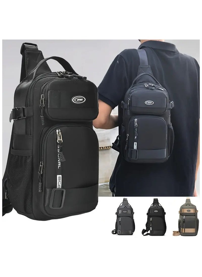 Scala Men's Large Capacity Crossbody Bag, Multi-Functional Crossbody Bag, Small Handbag, Travel Sports Bag 32 * 17 cm Black  - Image 2