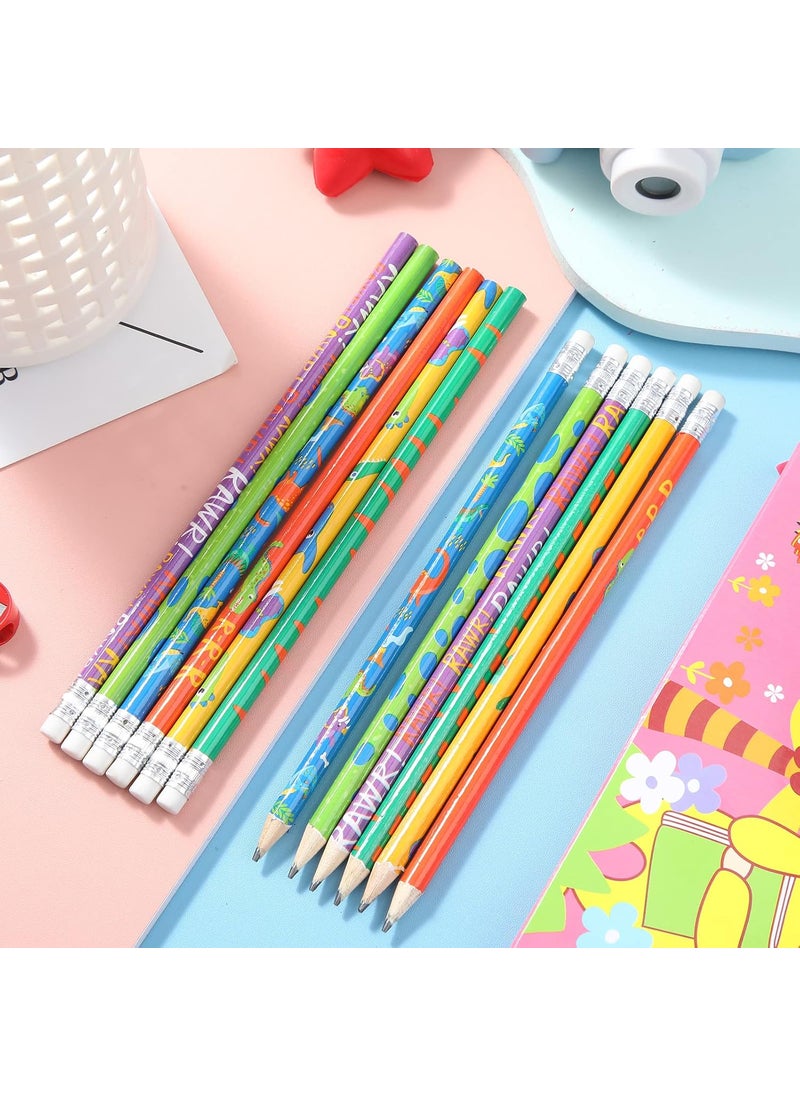 Teling Teling 36 Pieces Dinosaur Pencils with Eraser Assorted Colorful Pencils Novelty Fun Wood Pens for Dinosaur Themed Party Favor Awards Incentives Supply  - Image 3