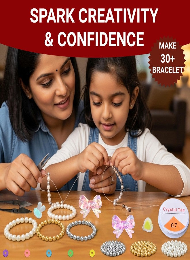 STEMTICS Bracelet Making Kit for Girls Age 5-8 Years Old with Polymer Clay Beads Charms and Manual | Stylish Jewellery Birthday Gift Set for Girl Kids 5, 6, 7, 8 Year Old - Image 2