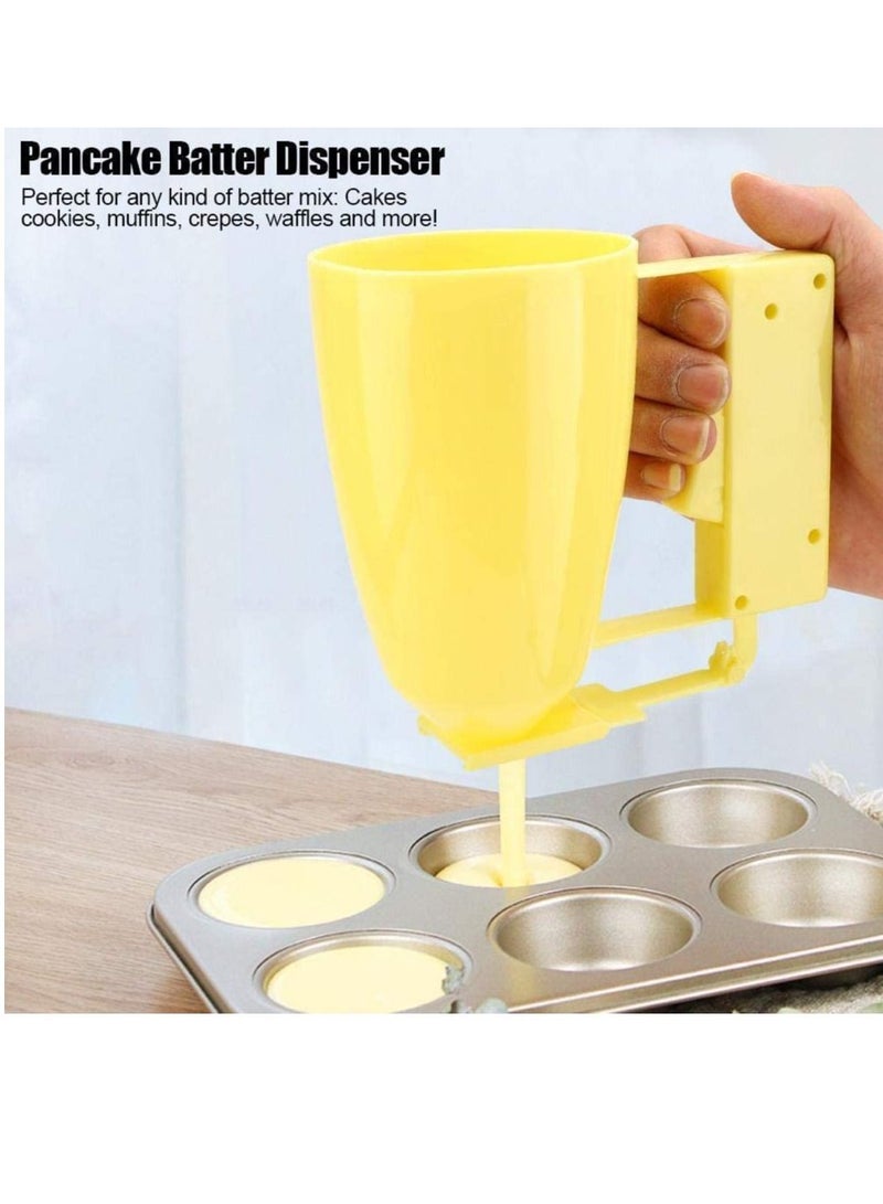 Batter Dispenser Hand Crank Hand-held Dispenser Cup Cake Special Baking Measuring Cup Yellow - Image 3