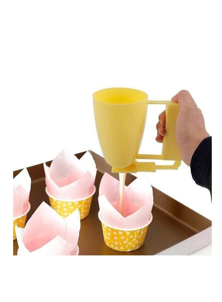 Batter Dispenser Hand Crank Hand-held Dispenser Cup Cake Special Baking Measuring Cup Yellow - Image 5