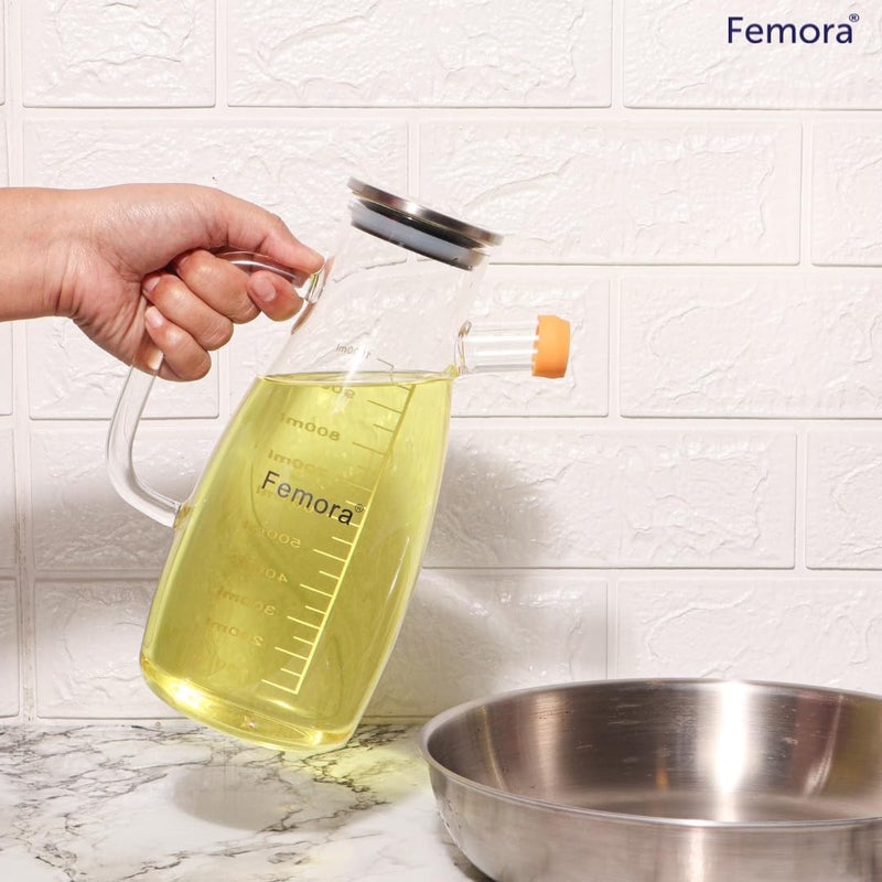 Femora Oil Dispenser | Glass Oil Bottle | 1 Year Warranty | Cooking Oil Dispenser 1000ml Pack of 1 Oil Bottle - Image 2