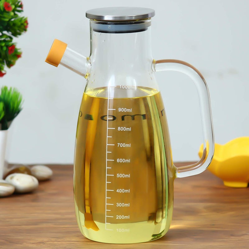 Femora Oil Dispenser | Glass Oil Bottle | 1 Year Warranty | Cooking Oil Dispenser 1000ml Pack of 1 Oil Bottle - Image 1