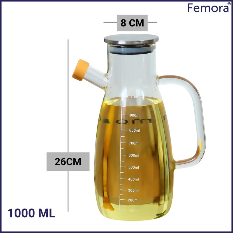 Femora Oil Dispenser | Glass Oil Bottle | 1 Year Warranty | Cooking Oil Dispenser 1000ml Pack of 1 Oil Bottle - Image 4