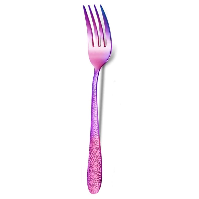 KitchEase KitchEase 81 Hammered Rainbow Dinner Forks 1Piece Premium Stainless Steel Flatware Set Elegant DishwasherSafe Cutlery for Home Restaurants and Gift Giving - Image 1