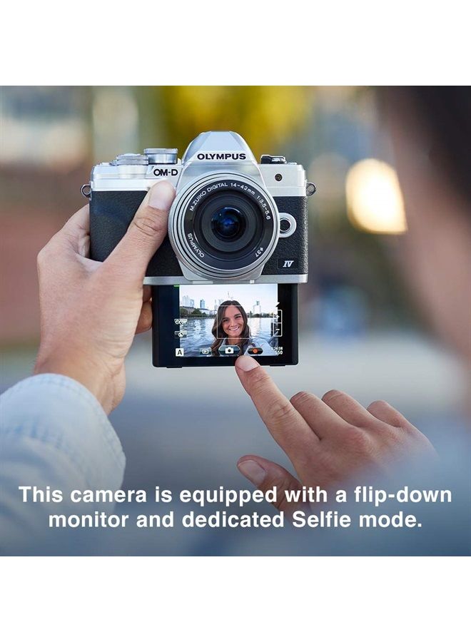 OLYMPUS E-M10 Mark IV Silver Micro Four Thirds System Camera M.Zuiko Digital ED 14-42mm F3.5-5.6 EZ kit 20MP Sensor 5-Axis Image Stabilization 4K Video Wi-Fi - Image 2