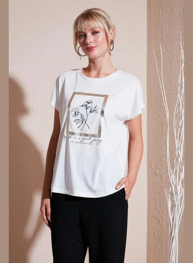 Lela Lela Printed Crew Neck Regular Fit T-Shirt Women's T-Shirt 6671006