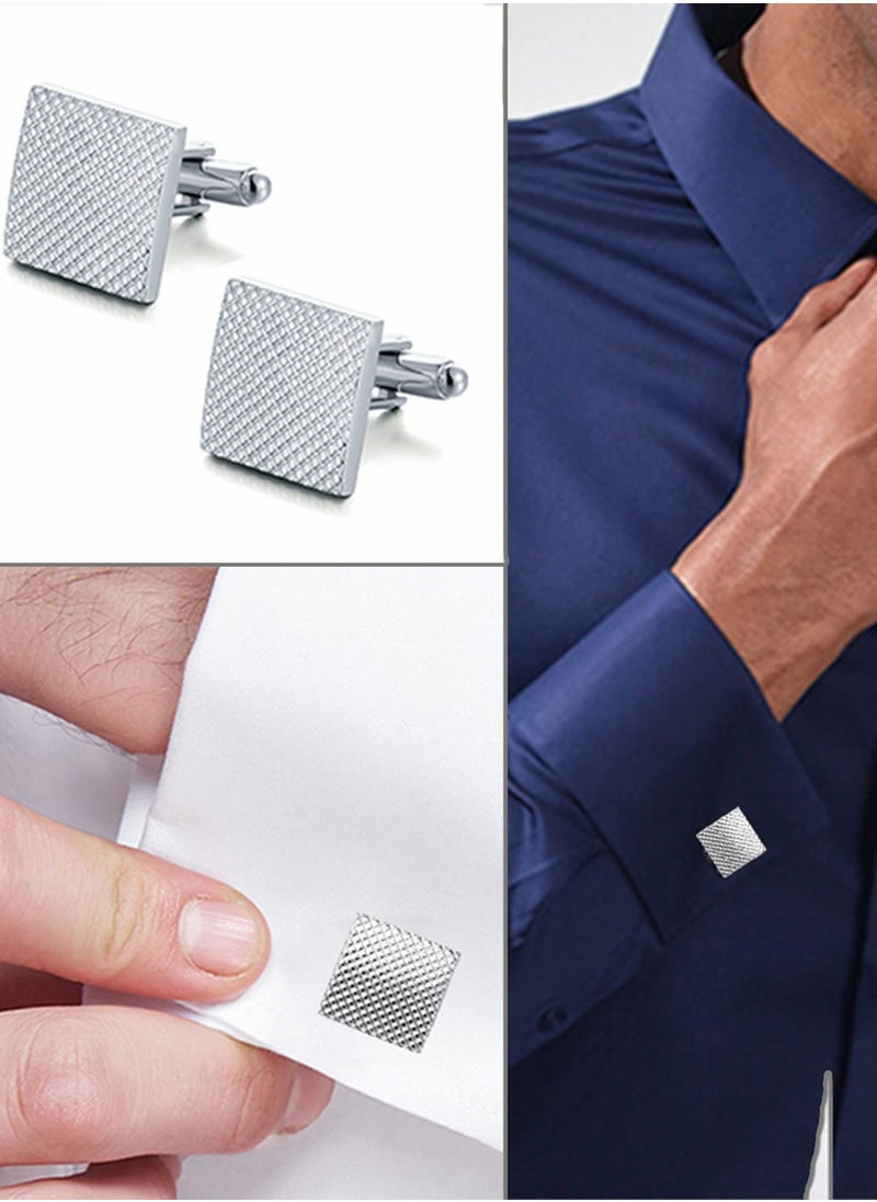 SYOSI - 6 Pairs Cufflinks Classic Striped Disc Square Spherical Knot CZ Rectangle Cylindrical Cufflinks Set for Men - Image 1