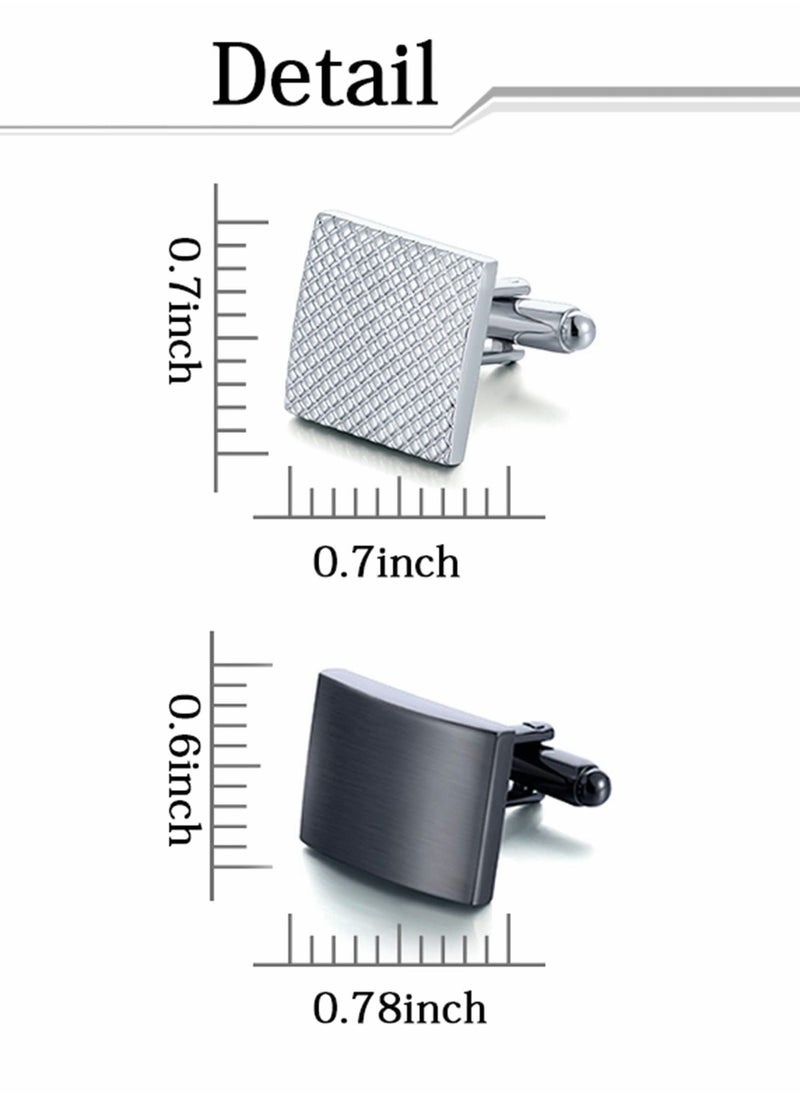 SYOSI - 6 Pairs Cufflinks Classic Striped Disc Square Spherical Knot CZ Rectangle Cylindrical Cufflinks Set for Men - Image 1