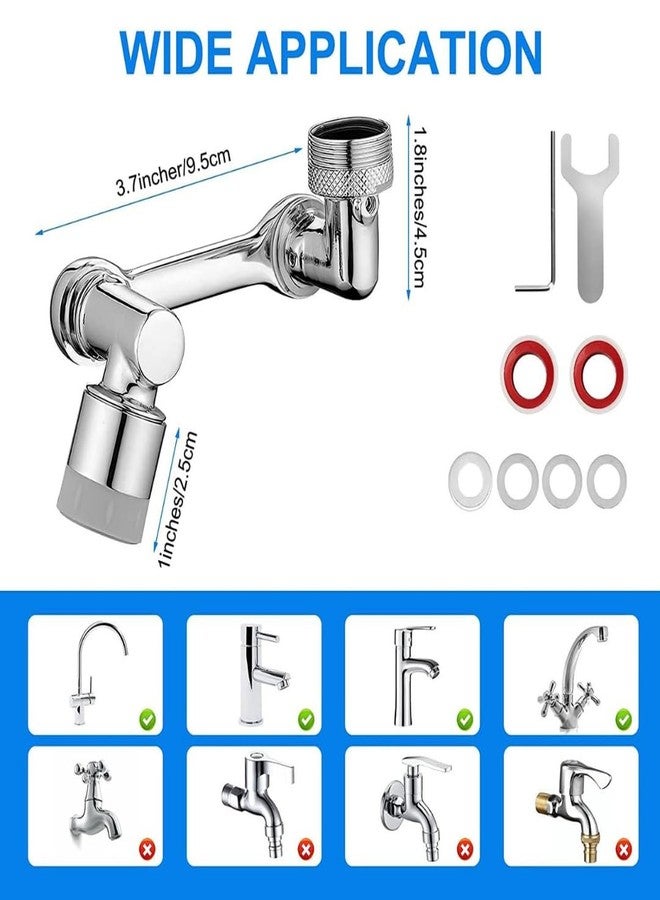COSVIT Stainless Steel 1080° Two Gear Extension Faucet Aerator Universal Rotating,Swivel Splash Filter Faucet Dual Sprayer Bathroom Steel Sink Aerator Extender With Water Outlet Modes - Image 3