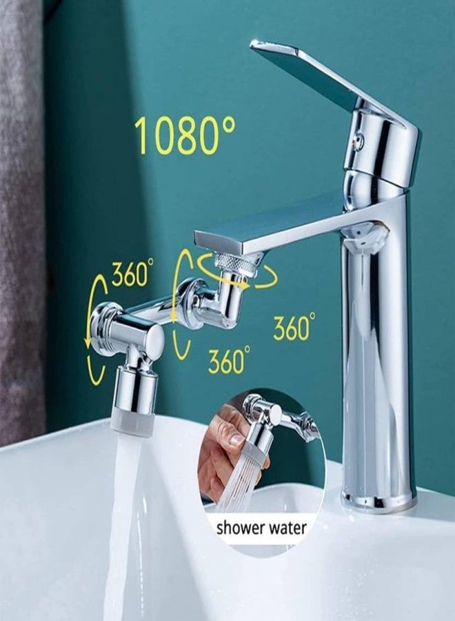 COSVIT Stainless Steel 1080° Two Gear Extension Faucet Aerator Universal Rotating,Swivel Splash Filter Faucet Dual Sprayer Bathroom Steel Sink Aerator Extender With Water Outlet Modes - Image 4