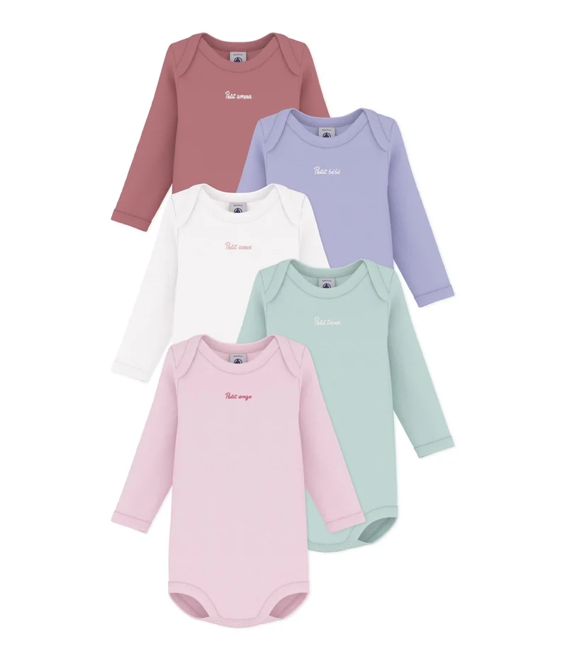 بيتي باتو Pack Of Plain Cotton Long-Sleeved Bodies For Babies