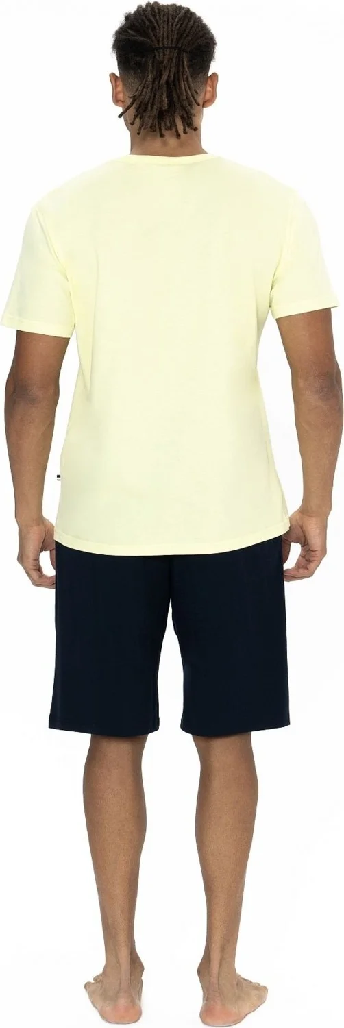 U.S. Polo Assn. 18873 Men's Short Sleeve Crew Neck Pajama Set with Shorts-Yellow