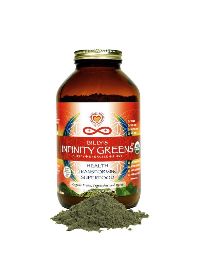 Infinity Greens Superfood Powder, Blue Green Algae Based Green Juice Powder with 28 Organic Superfoods, No Fillers or Grasses, Energy & Longevity, Low Temp Dehydrated Greens (34 Servings)  - Image 1