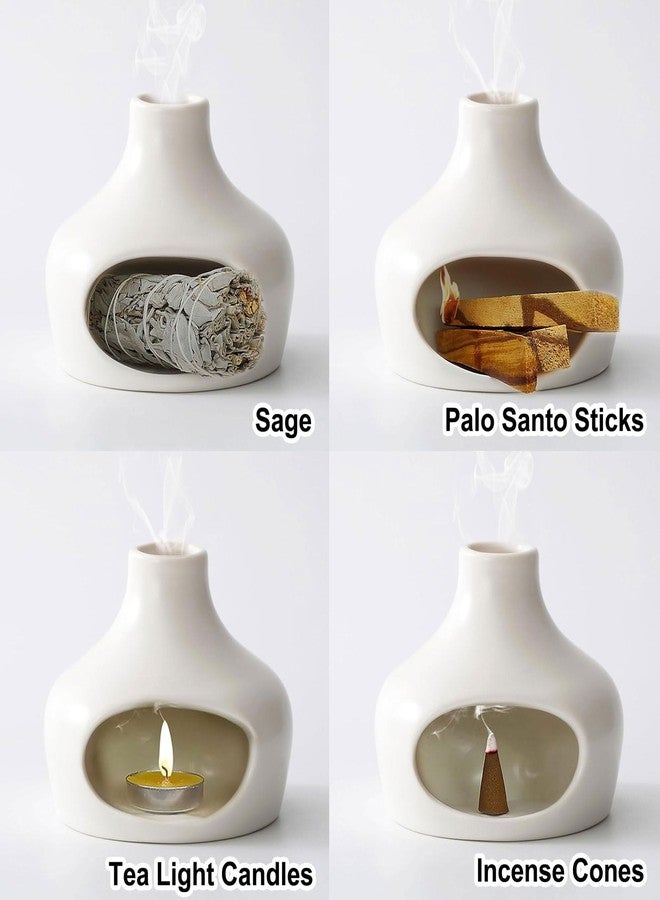 HYPOSFEE Palo Santo Holder Burner - Chimenea Incense Dish Handmade Ceramic for Palo Santo and Sticks - Sage Holder Ash Catcher for Meditation Decor - Image 4