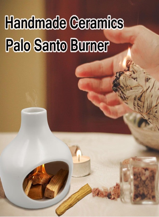 HYPOSFEE Palo Santo Holder Burner - Chimenea Incense Dish Handmade Ceramic for Palo Santo and Sticks - Sage Holder Ash Catcher for Meditation Decor - Image 5