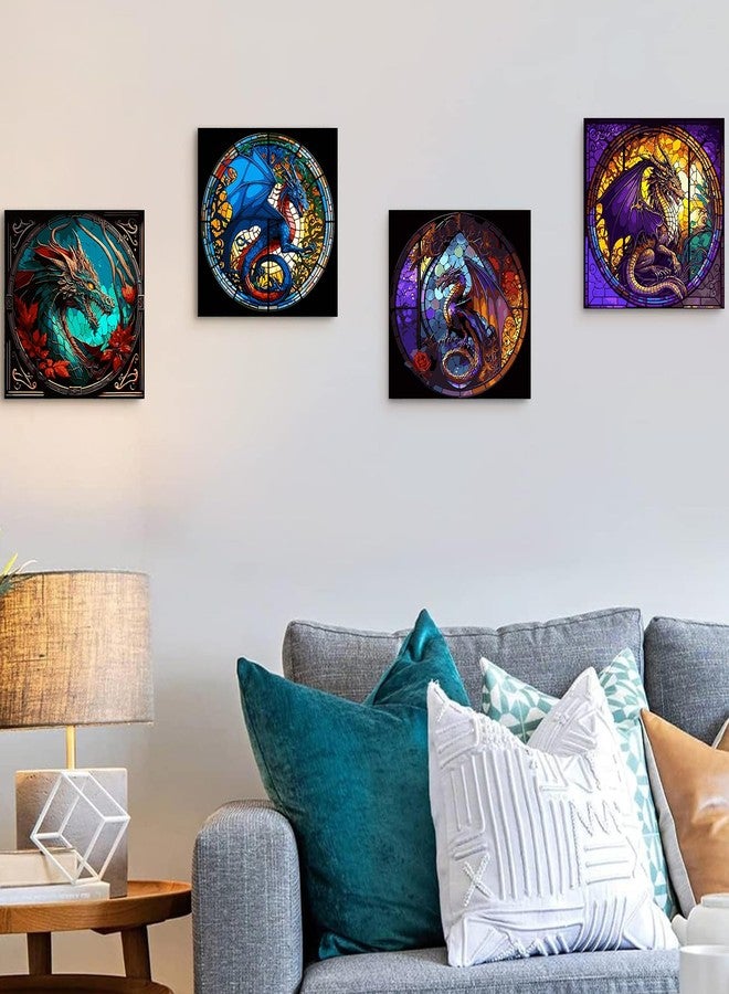 KICHANG 4 Packs Paint by Number for Adults, Animal DIY Acrylic Oil Painting Paint by Numbers Kits on Canvas, Adults Paint by Numbers Kits Drawing Paintwork for Home Decor Gift Dragon 15.7x15.7in - Image 4