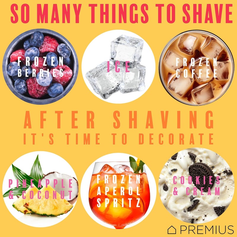 PREMIUS Cordless Shaved Ice Maker by – Lightweight, Rechargeable, Bonus Recipe Book, Resting Stand – Caribbean Shaved Ice! USB Cord Included – Up to 40 Snow Cones Per Charge! No Molds Needed! (White) - Image 3