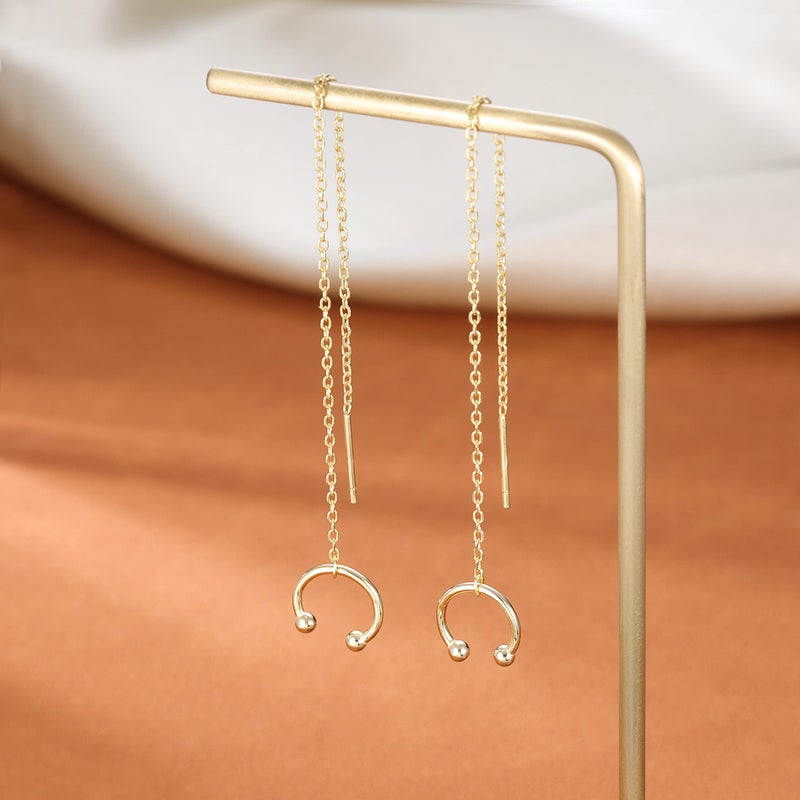 SLUYNZ 925 Sterling Silver Cuff Earrings Chain for Women Crawler Earrings Wrap Climber Earrings Cool Earrings(yellow gold) - Image 3