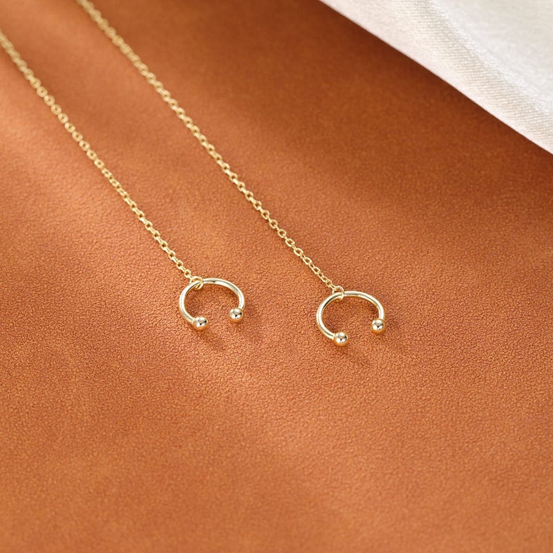SLUYNZ 925 Sterling Silver Cuff Earrings Chain for Women Crawler Earrings Wrap Climber Earrings Cool Earrings(yellow gold) - Image 5