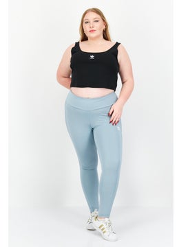 adidas Originals Women Plus Size Brand Logo Leggings, Blue  - Image 3