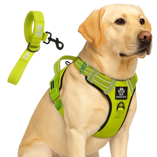 Doggo Bite Premium Reflective Dog Vest Harness| Soft Breathable| Padded Handle| Adjustable Straps & Luxury Buckle| No-Choke with Free Designer Leash-32mm Chest (27-36inch) All Large Breeds 23-35Kg - Image 1