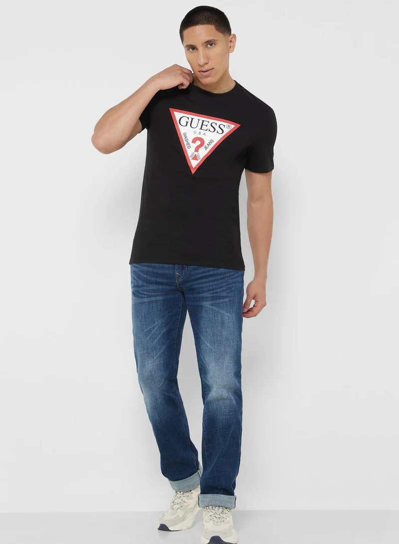 GUESS Logo Printed Crew Neck T-Shirt