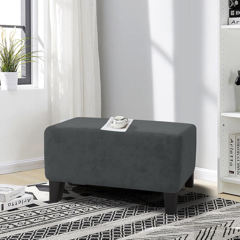 MAXIJIN Velvet Ottoman Cover Rectangular Stretch Square Ottoman Covers Slipcover Rectangle Washable Foot Stool Cover Thick Storage Protector with Elastic Bottom (Ottoman XX-Large, Grey) - Image 2