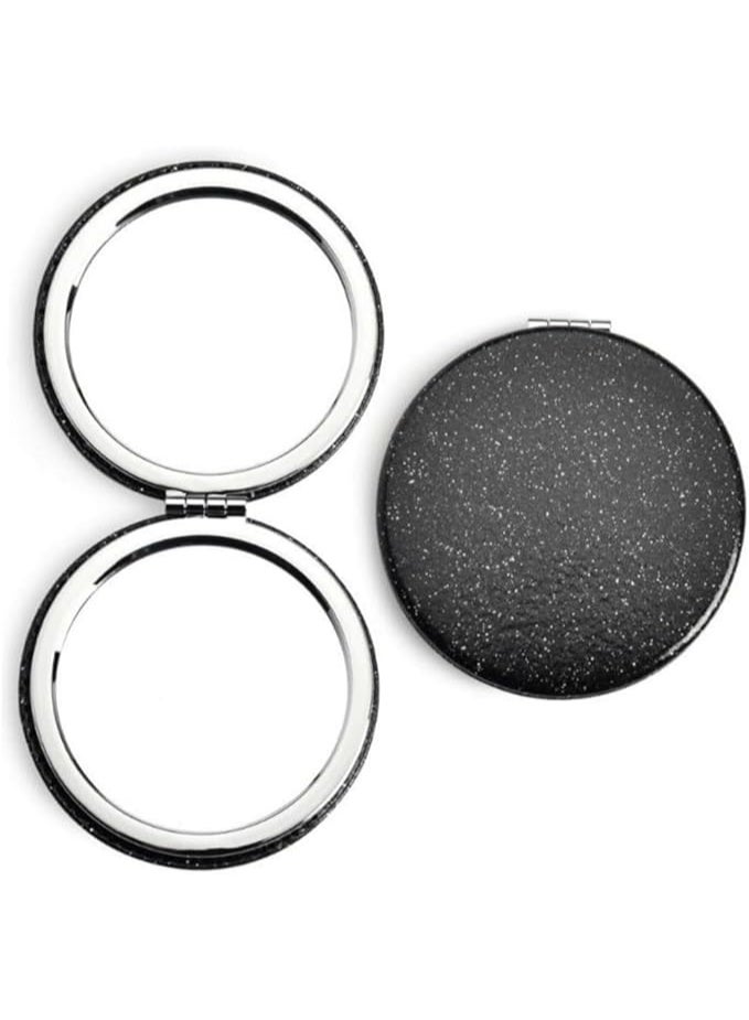 Pocket Compact Mirror for Men and Women, Small Purse Mirror With Glitter, Portable Travel Makeup Mini 2-Sided 1x/2x Magnifying Folding Handheld Mirror for Gift - Image 1