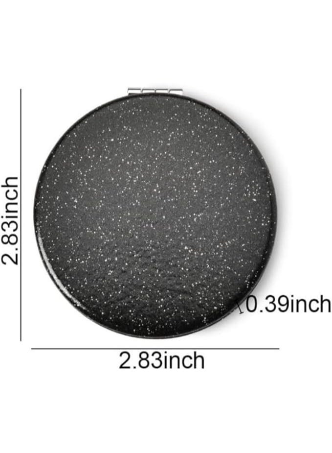 Pocket Compact Mirror for Men and Women, Small Purse Mirror With Glitter, Portable Travel Makeup Mini 2-Sided 1x/2x Magnifying Folding Handheld Mirror for Gift - Image 3