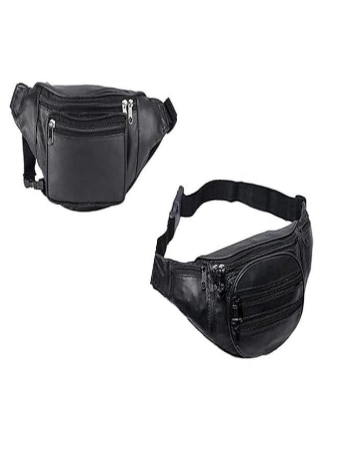 POPREX Waist Bags for Men Women- Branded Zippers, Waterproof Pocket, Large Fanny Pack for Hiking Travel Camping Running Sports Outdoors, Money Belt with Adjustable Strap (Black) Pack of - Image 1