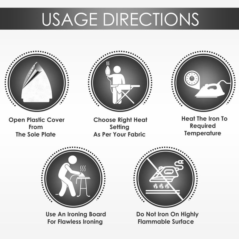 Usha EI 1602 مكواة جافة خفيفة الوزن 1000 واط (متعددة الألوان) - Image 2