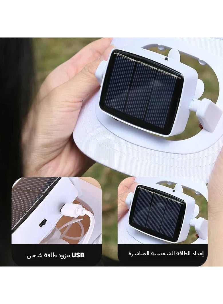 قبعة مع مروحة قابلة للشحن بالطاقة الشمسية قبعة واقية من الشمس متعددة الوظائف مروحة صغيرة محمولة بقوة رياح عالية USB - Image 3