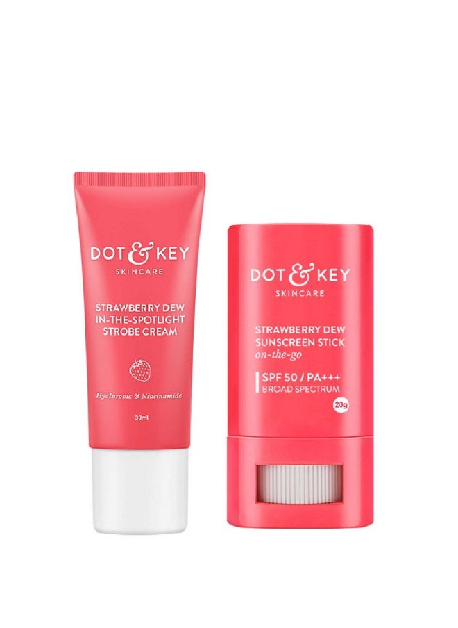 Dot & Key Strawberry Dewy Sunscreen Stick & Strobe Cream Skin Combo (2 Items In The Set)  - Image 1