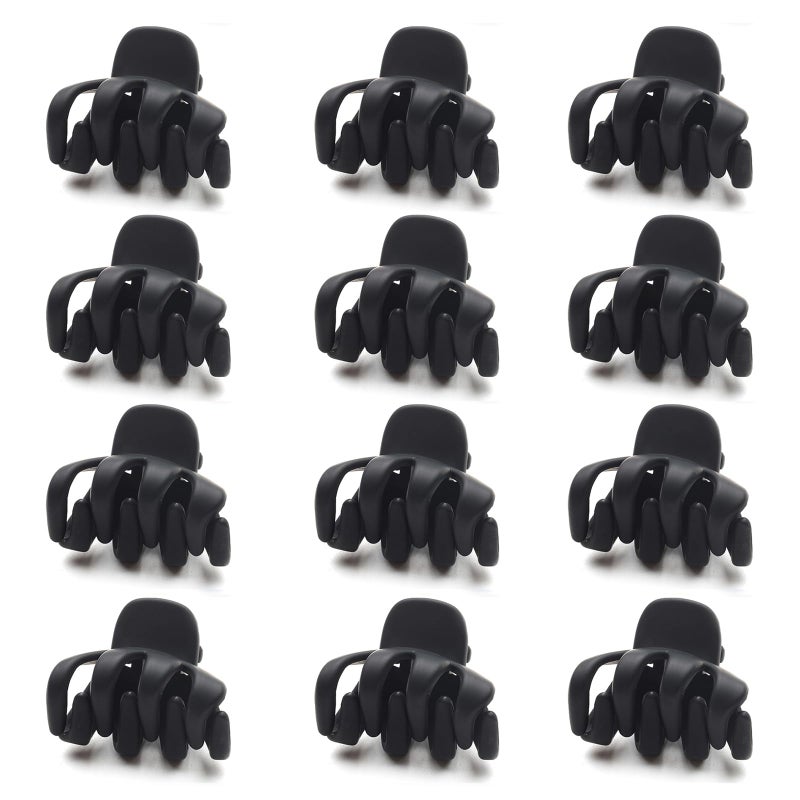 Cobahom 12 Pack Small Hair Claw Clips 1.2 Inch Matte for Thin Hair No-Slip Mini Styling Accessories for Women and Girls (Matte Black) - Image 1